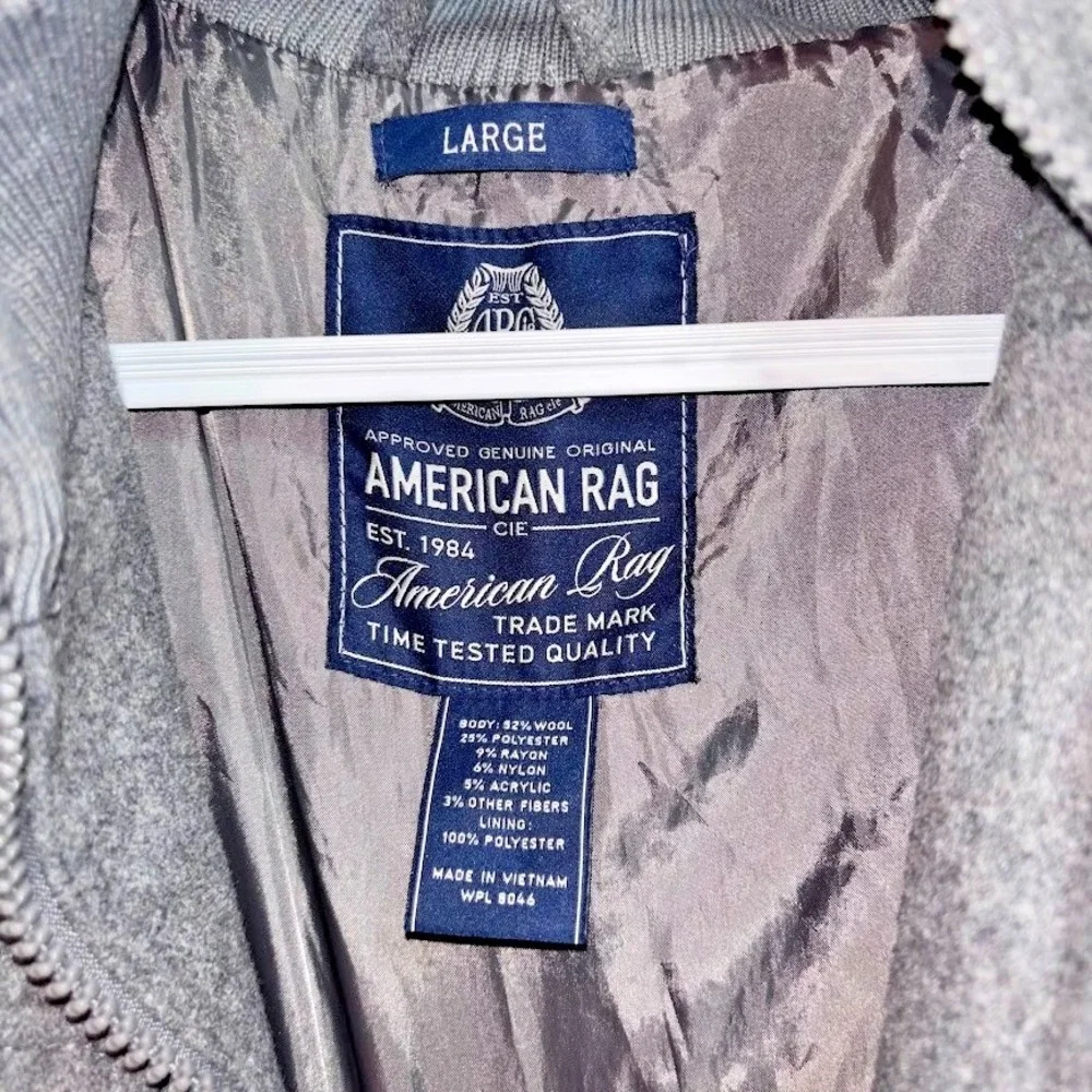 American Rag CIE 1984 Wool Blend Hooded Jacket Mens Large Gray Full Zip Coat